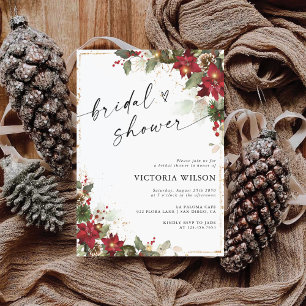 Rustic Pine Poinsettia Bridal Shower Invitation