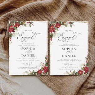 Rustic Pine Poinsettia Engagement Party Invitation
