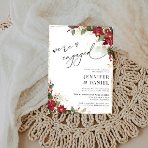 Rustic Pine Poinsettia Engagement Party Invitation