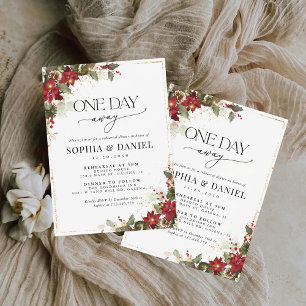 Rustic Pine Poinsettia Rehearsal Dinner Invitation