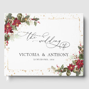 Rustic Pine Poinsettia Wedding Guest Book