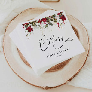 Rustic Pine Poinsettia Wedding Napkins