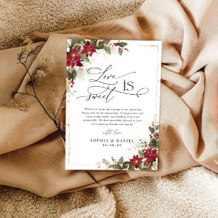 Rustic Pine Poinsettia Wedding Thank You Cards