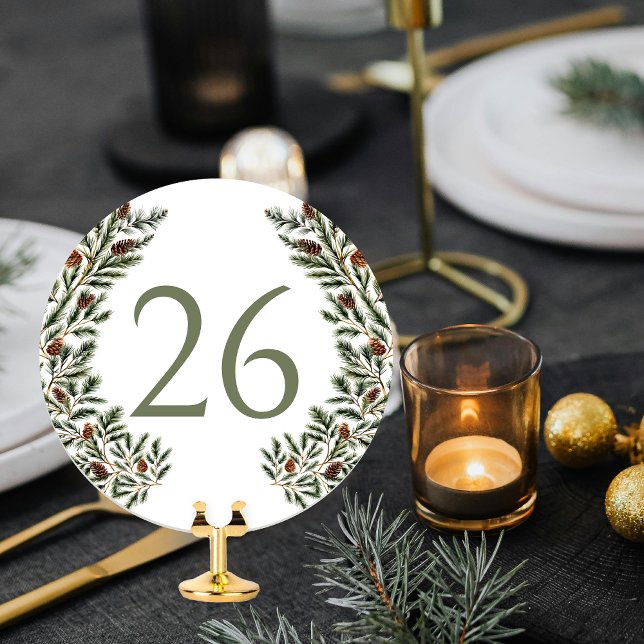 Rustic Pine Tree Cone Winter Forest Table Number (Creator Uploaded)