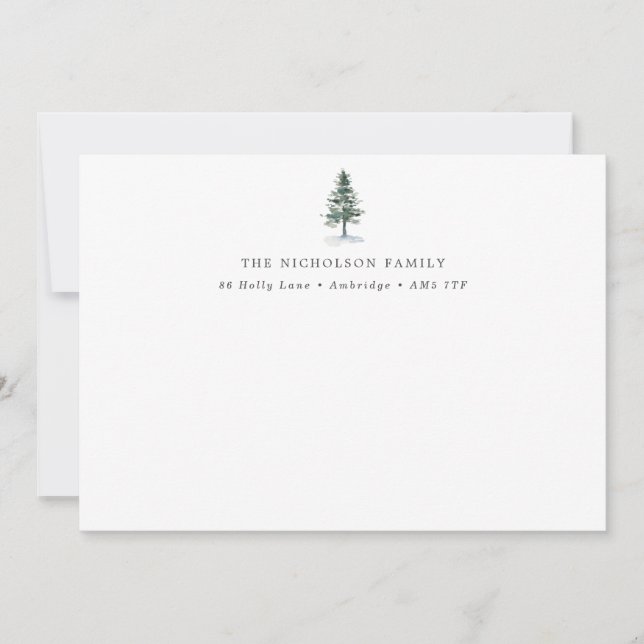 Rustic Pine Tree Family Note Card (Front)
