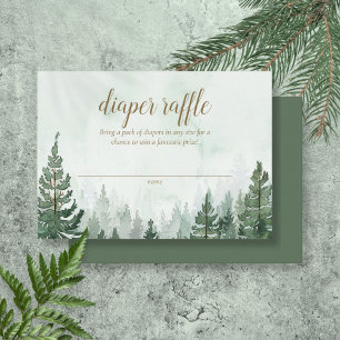 Rustic Pine Tree Forest Baby Diaper Raffle Enclosure Card