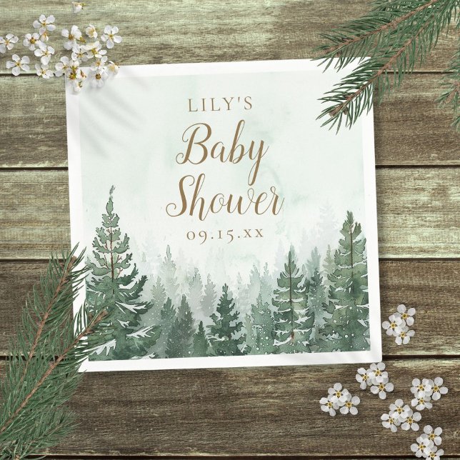 Rustic Pine Tree Forest Baby Shower Napkin (Rustic Pine Tree Forest Baby Shower Napkins)