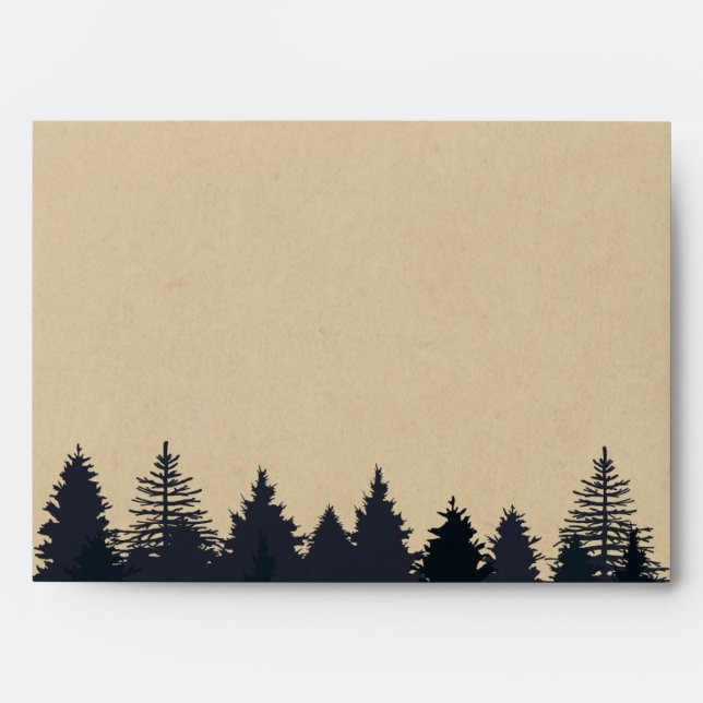 Rustic Pine Tree Forest Kraft Wedding 5x7 Envelopes (Front)