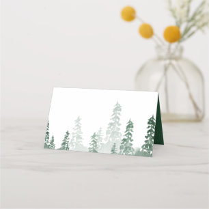 Rustic pine tree forest place card