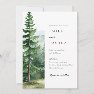 Rustic Pine Tree Forest Wedding Invitation