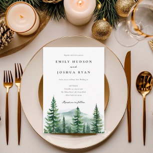 Rustic Pine Tree Forest Wedding Invitation