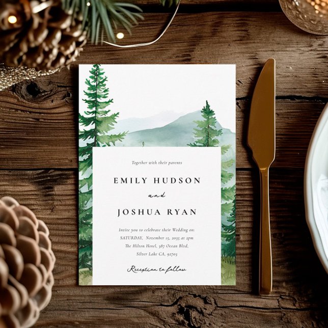 Rustic Pine Tree Forest Wedding Invitation (Creator Uploaded)