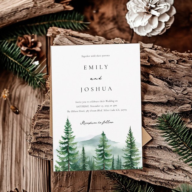 Rustic Pine Tree Forest Wedding Invitation (Creator Uploaded)