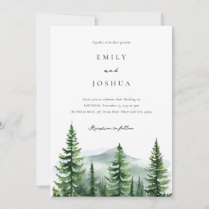 Rustic Pine Tree Forest Wedding Invitation