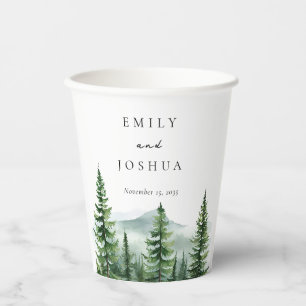 Rustic Pine Tree Forest Wedding Paper Cups