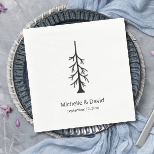 Rustic Pine Tree Modern Boho Casual Wedding  Napkin