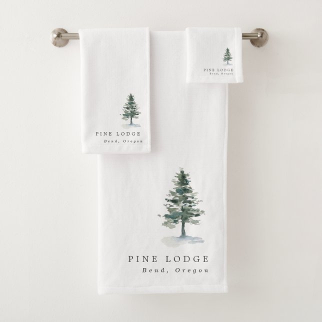Rustic Pine Tree Motel Business Guest Bath Towel Set (Insitu)