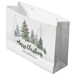 Rustic Pine Tree Personalised Christmas Large Gift Bag