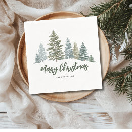 Rustic Pine Tree Personalised Christmas Napkin