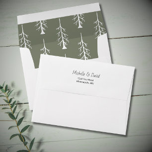 Rustic Pine Tree Sage Green Return Address Envelope