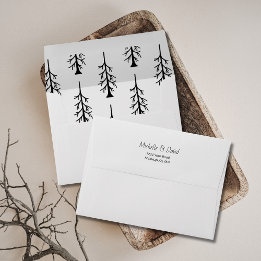 Rustic Pine Tree Simple Casual Return Address Envelope