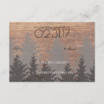 Rustic Pine Tree Wedding Invitation RSVP Card