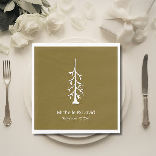 Rustic Pine Tree Woodland Casual Wedding Brown Napkin