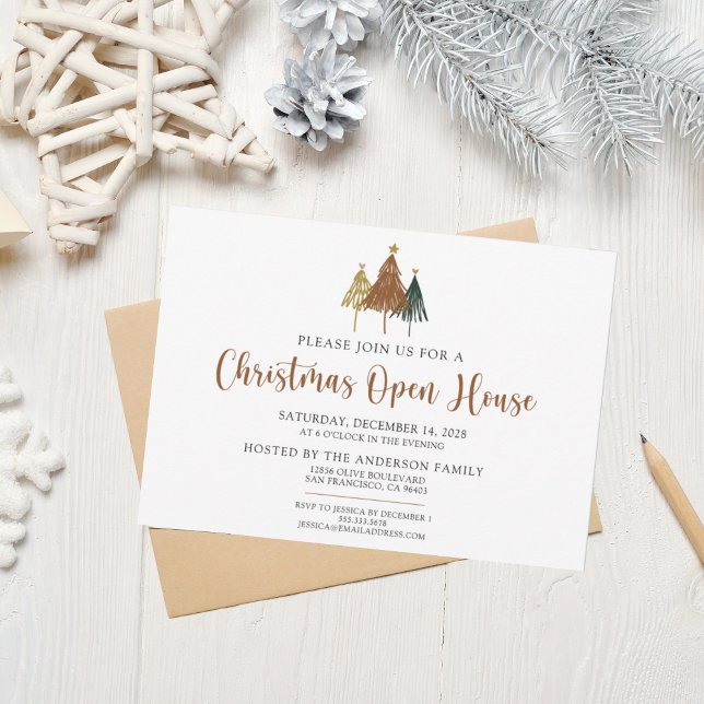 Rustic Pine Trees Christmas Open House Invitation (Creator Uploaded)