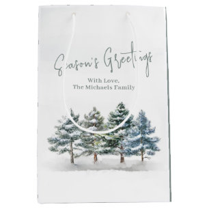 Rustic Pine Trees Christmas Personalised Medium Gift Bag