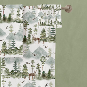 Rustic Pine Trees Deer Bath Towel Set