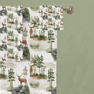 Rustic Pine Trees Deer Bath Towel Set
