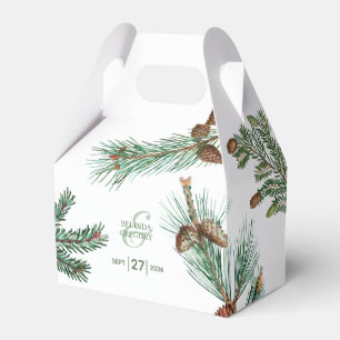Rustic Pine Trees Forest Greenery Wedding Favour Box