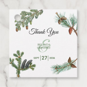 Rustic Pine Trees Forest Greenery Wedding Favour Tags