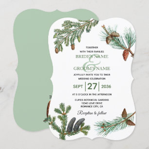 Rustic Pine Trees Forest Greenery Wedding Invitation