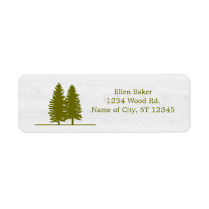 Rustic Pine Trees on White Wood Background