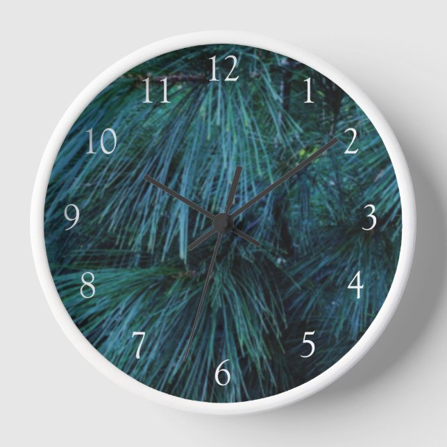 Rustic Pine trees pine forest green evergreen   Clock (Front)