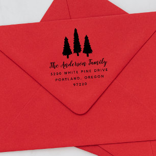 Rustic Pine Trees Return Address Self-inking Stamp