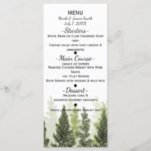 Rustic Pine Trees Simple Country Wedding Menu