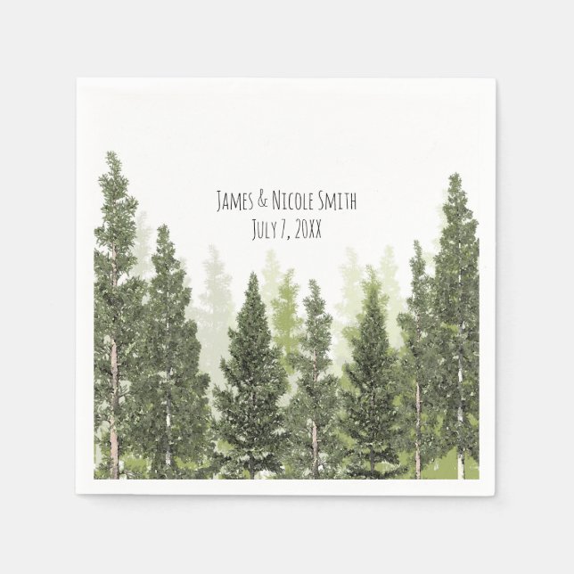 Rustic Pine Trees Simple Country Wedding Napkin (Front)