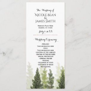 Rustic Pine Trees Simple Country Wedding Program Programme