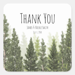 Rustic Pine Trees Simple Country Wedding Square Sticker