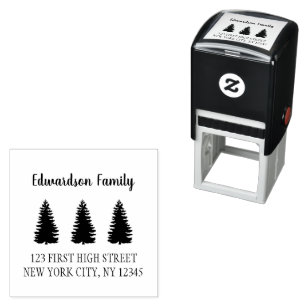 Rustic pine trees typography family self inking self-inking stamp