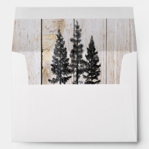 Rustic Pine Trees Wooden Simple Country Wedding Envelopes