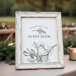 Rustic Pine Wedding Guest Book Sign