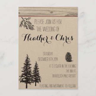 Rustic Pine Wedding Invitation