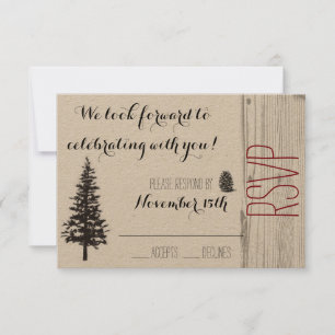 Rustic Pine Wedding RSVP Card