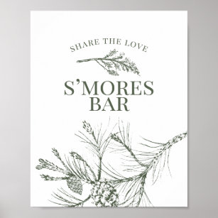 Rustic Pine Wedding S'mores Bar Sign