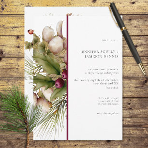 Rustic Pine Winter Bouquet Red Invitation