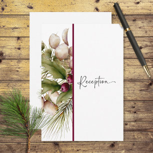 Rustic Pine Winter Bouquet Wedding Reception Enclosure Card
