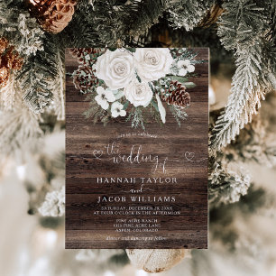 Rustic Pine Winter Wedding  Invitation